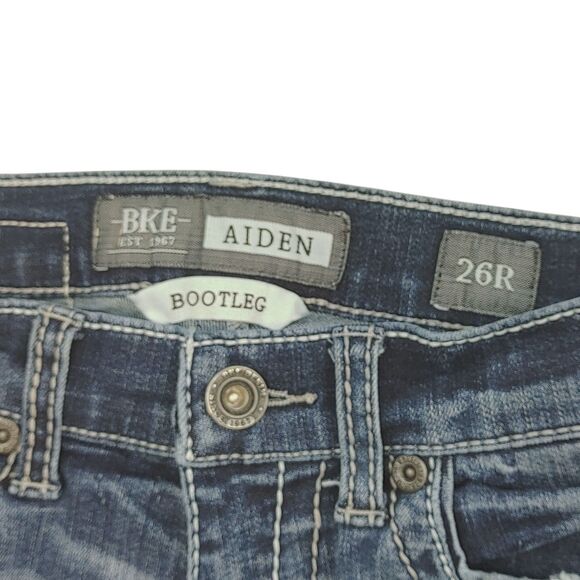 BKE Jeans Mens 26R Blue Aiden Bootleg Whisker Medium Wash Stretch Denim - Picture 8 of 16